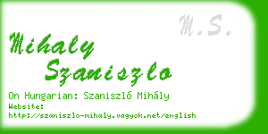 mihaly szaniszlo business card