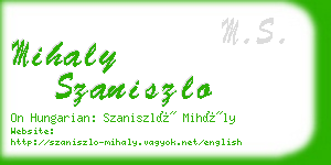 mihaly szaniszlo business card